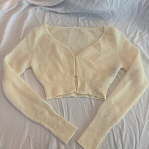 JACQUEMUS cropped buttoned cardigan lzou cream mohair-blend size 34
